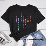 Naiste mood Kpop-printeriga T-s&auml;rk suvine O kaelaga Naljakad riided T&uuml;drukutele vabaajar&otilde;ivad Unisex L