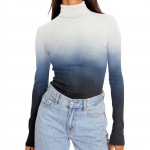 Naiste kaelusega pikkade varrukatega s&auml;rgid, tr&uuml;kitud s&uuml;gismood Basic Slim Fit pehmed termotopsid L must