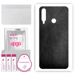 apgo Protective Skin Sticker for the back compatible with Honor 20 lite, Wrap Film, Foil, Vinyl - Pattern Black Leather