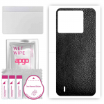 apgo Protective Skin Sticker for the back compatible with Tecno Pop 6, Wrap Film, Foil, Vinyl - Pattern Black Leather