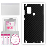 apgo Protective Skin Sticker for the back+sides compatible with Samsung Galaxy M31, Full Wrap Film, Foil, Vinyl - Pattern Carbon Black