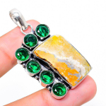 Natural Bumble Bee Jasper,Diopside Stone 925 Sterling Silver Pendant 1.97 k3t01
