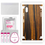 apgo Protective Skin Sticker for the back+sides compatible with Apple iPhone XS Max, Full Wrap Film, Foil, Vinyl - Pattern Tigerwood