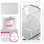 apgo Protective Skin Sticker for the back+sides compatible with Nothing Phone 2, Full Wrap Film, Foil, Vinyl - Pattern White Marble
