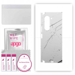 apgo Protective Skin Sticker for the back+sides compatible with Samsung W24, Full Wrap Film, Foil, Vinyl - Pattern White Marble