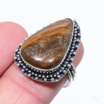 Natural Tiger Eye Gemstone Handmade 925 Sterling Silver Gift Ring Size 8 p8e02