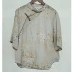 Johnature Naiste Hiina stiilis s&auml;rgid Topid Prindiga lilleline n&ouml;&ouml;p Seitsme varrukaga pluusid Suvised vintage s&auml;rgid One Size helehall v&auml;rv