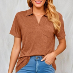 GMXIA naiste vabaaja moe suvine &uuml;hev&auml;rvilise tr&uuml;kiga l&uuml;hikeste varrukatega V-kaelusega pluusid ja s&auml;rgid S valge