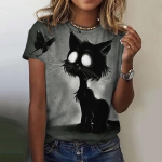 Suvine Naiste T-s&auml;rk Kassi Prindiga Vabaaja L&uuml;hikeste Varrukatega 3D T-s&auml;rgid Mood Streetwear Meeskonna Kaela Pullover &Uuml;lisuur Naiste R&otilde;ivad 4XL