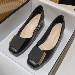 Suurused 35-43 Naiste Klassikalised Kingad Keskmise Kontsaga Ruudukujulise Ninaga Kingad Kontori Daami Nahast Kingad Suur Kuldne Metallkett Pehmed Tallad Libistatavad Kingad 42