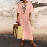 Puuvillane linane kleit naiste suvine vaba, vaba puhkuse rand Bohemian Long Sundress Solid Vestido Naiste riided L
