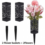 2 kimp simuleeritud kalmistulilli ja 2 tk matmiselillede korve, heleroosa roosi hortensia segatud simuleeritud lillekimpudega 2 flower baskets + 2 flowers