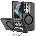 Magnetkaamera kaitseklambriga telefoni&uuml;mbris Samsung Galaxy S24 Plus S24 Ultra S24Ultra kokkupandava aluse hoidik L&auml;bipaistev p&otilde;rutuskindel tagakaas Samsung S24 Ultra roheline