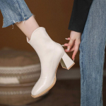 Naiste poolsaapad paksu plokkkontsaga Chelsea saapad k&otilde;rge &uuml;laosaga &auml;rikleit-kingad naistele madala kontsaga, kandilise varbaga l&uuml;hikesed saapad, taga lukuga 35