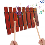 8 nooti puidust ks&uuml;lofonist muusikainstrument 2 puidust nuiaga kask m&auml;nd puidust v&auml;ike ks&uuml;lofon pruun