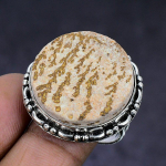 Psilomelane Dendritic Gemstone 925 Sterling Silver gift Jewelry Ring Size 9 a0G90