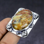 Silver Leaf Jasper Gemstone 925 Sterling Silver gift Jewelry Ring Size 8.5 O1c26