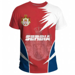 Serbia lipu graafilised T-s&auml;rgid, moodne Serbia riigim&auml;rgiga 3D-prinditud T-s&auml;rk meestele, t&auml;navariietus, spordiriided, &uuml;lisuured T-s&auml;rgid 160 (13T-14T)