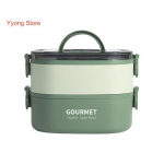 1400 ml/2000 ml lekkekindel Bento l&otilde;unakarp koos virnastatava Sporkiga, korduvkasutatav lastele T&auml;iskasvanutele Mikrolaineahi n&otilde;udepesumasin, s&uuml;gavk&uuml;lmik ja ohutu l&otilde;unas&ouml;&ouml;k Dual Layer roheline