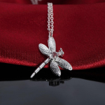 925 Sterling h&otilde;bedast Dragonfly ripats kaelakee pulma v&otilde;lu ehted 40cm