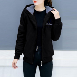 Fashion Lady Cardigan Solid naiste kapuutsid pikkade varrukatega pluusiga spordimantel L must