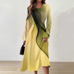 Naiste s&uuml;gis- ja talvine vabaajamoodne &uuml;mara kaelusega pikkade varrukatega pikk kleit L must