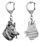 German Shepherd Dog, Alsatian Wolf Dog - Silver-plated key ring with dog, handbag decoration, backpack pendant by Art-Dog brand
