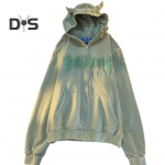 Naiste s&uuml;gistalvine jope T&otilde;mblukuga suletav kapuutsiga kirjamustriga lahtine paks pikkade varrukatega soe sarvkaunistusega taskud elastne mansett daami keskmise pikkusega jope 2XL kohv