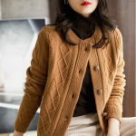 Kevad ja S&uuml;gis Kampsun Vaba Joker Laisk Tuul Vintage Keerutatud Kudumiga Kardiigan Jakk &Uuml;hev&auml;rviline Aluss&auml;rk XS kohv