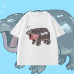 Moo Deng Tiny Baby Hippo Star Tai Armas Pygmy Hippo Unisex Mehed Naiste Laste T-s&auml;rk tr&uuml;kiga l&uuml;hikeste varrukatega &uuml;mara kaelusega S