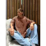 Retro puuvillane T-s&auml;rk Naiste Vintage l&uuml;hikeste varrukatega pestud T-s&auml;rgid &Uuml;hev&auml;rvilised Hip Hop lahtised T-s&auml;rgid Y2K Oversize XXL khaki