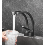 Vannitoa vee segisti segisti must/hall kraanikausi kraan, &uuml;he k&auml;epidemega sooja ja k&uuml;lma tualetisegisti black