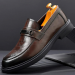 Mood Business Nahast Meeste K&auml;sitsi valmistatud vabaajajalatsid Luksusbr&auml;ndi Meeste Loafers Hingavad paksu tallaga Briti stiilis s&otilde;idujalatsid 38 must