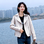 Nahkjakk naiste s&uuml;gis uus korea stiilis salendav nahktagi Baitai mootorratta jope PU-nahkjakk S