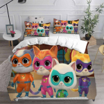 Anime Super Kitties voodipesukomplektid Tekk voodikate Tekk-padjap&uuml;&uuml;r 2-3 t&uuml;kki Komplektid Lastele T&auml;iskasvanutele Kodutekstiilid 135x200cm 2pcs