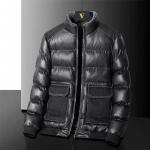 Talvine meeste paks puuvillane jakk slim fit p&uuml;stkrae ja PU-nahast detailidega, suur tasku meeste soojuse jaoks XXXXXL must