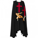 Keskaegne Tabard k&auml;sitsi valmistatud r&uuml;&uuml;tli ristis&otilde;dija tuunika templite halloweeni kost&uuml;&uuml;m kapuutsiga m&uuml;ts Mantel renessansiaegne s&otilde;dalase varustus Cosplay top S must