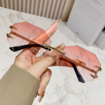 Moodsad meeste &auml;&auml;risteta p&auml;ikeseprillid, mitmenurkse kaheksanurkse disainiga &ndash; Y2K Street Style, metallraam, arvuti objektiiv vabaaja- ja v&auml;liskandmiseks hall