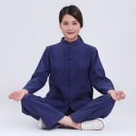 Kevad ja S&uuml;gis Puuvill ja Lina Vabaaja R&otilde;ivad Naiste Kost&uuml;&uuml;mid Budistlik Meditatsiooniriietus Tai Chi Riietus Tangi Riietus Hiina Stiil L blue