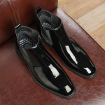 Mood Luksuslik l&auml;ikiv lakknahast saapad Meeste Chelsea saapad Meeste Klassikalised poolsaapad &Auml;risaapad Kleit Saapad Punased Suurused 38-48 39 must