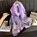 Siidist k&auml;sitsi tikitud sall: Elegantne mooruspuusiidist sall kevadiseks ja s&uuml;giseseks hooajaks 70*180CM lilla