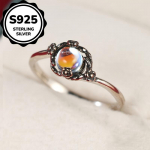 Vintage 925 Sterling H&otilde;be &Uuml;mmargune Kuukivi S&otilde;rmus Naistele Peen Kihlas&otilde;rmus Abielus&otilde;rmus 925 Ehted 6 h&otilde;be