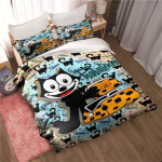 Moodne multikas Felixi kassi voodipesukomplekt Moodne 3D-tr&uuml;kk Kodukaunistus Poiss T&uuml;druk Kuningas Suuruses Voodipesukomplekt Tekikott Padjap&uuml;&uuml;r EU Twin 135x200cm
