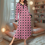 Naiste &ouml;&ouml;s&auml;rk Moodne tr&uuml;kitud pikk majamantel V-kaelusega pidžaama taskutega kleit L kuum roosa v&auml;rv