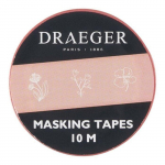 Masking Tape - Draeger Paris - Corail - 10 M - Motifs floraux - Rose et blanc