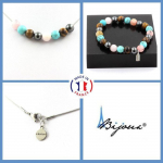 Pierres et Min&eacute;raux. Parure bijoux Bracelet Collier Perles H&eacute;matite + Turquoise + Oeil de Taille personnalisable.