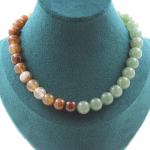 Pierres et Min&eacute;raux. Collier perles Agate de R&ecirc;ve 10 mm + Aventurine 10 mm. Chaine en acier Collier femmes, hommes. Taille personna