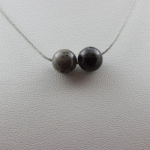 Pierres et Min&eacute;raux. Collier 2 perles Labradorite 8 mm. Chaine en acier inoxydable Collier femmes, hommes. Taille personnalisable.