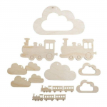 10 pendentifs en bois pour mobile petit train