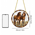 K&otilde;rbepunane lakk hobune 2D lame akr&uuml;&uuml;lkettast ripats aknakaunistus v&auml;liveranda kaunistus p&auml;ikesevalguse p&uuml;&uuml;dja 20 * 20Cm